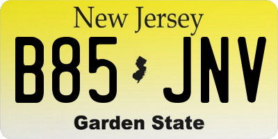 NJ license plate B85JNV