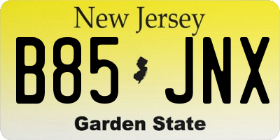 NJ license plate B85JNX
