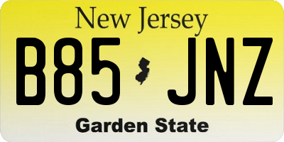 NJ license plate B85JNZ