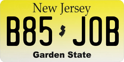 NJ license plate B85JOB
