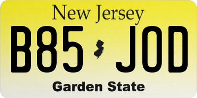 NJ license plate B85JOD