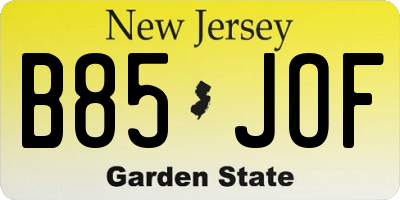 NJ license plate B85JOF