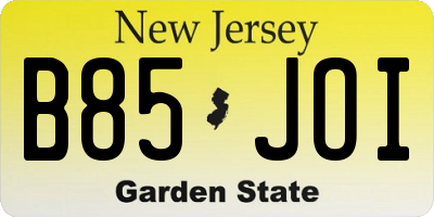 NJ license plate B85JOI
