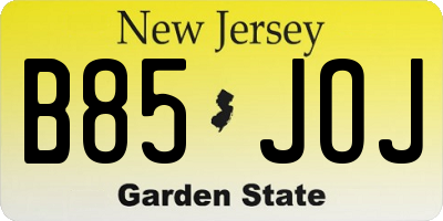 NJ license plate B85JOJ