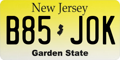 NJ license plate B85JOK