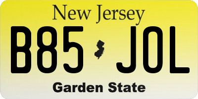 NJ license plate B85JOL