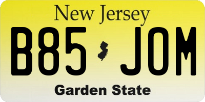 NJ license plate B85JOM