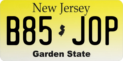 NJ license plate B85JOP