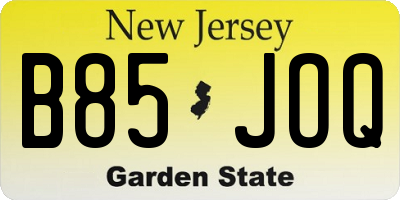 NJ license plate B85JOQ