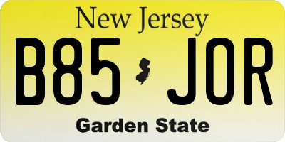 NJ license plate B85JOR