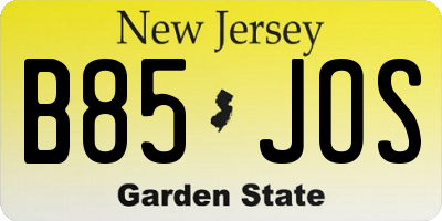NJ license plate B85JOS