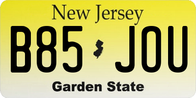 NJ license plate B85JOU