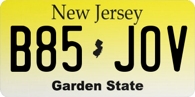 NJ license plate B85JOV