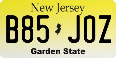 NJ license plate B85JOZ