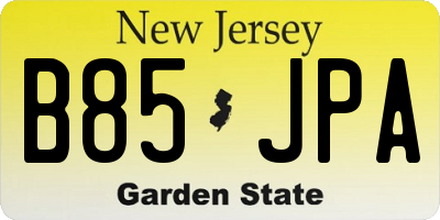 NJ license plate B85JPA