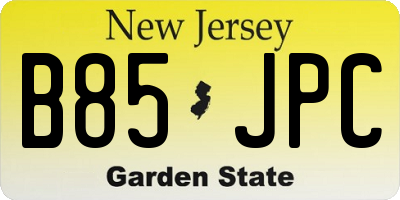 NJ license plate B85JPC
