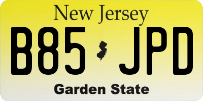 NJ license plate B85JPD