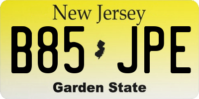 NJ license plate B85JPE
