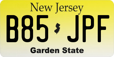 NJ license plate B85JPF