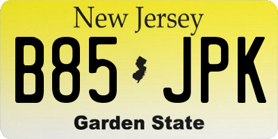 NJ license plate B85JPK