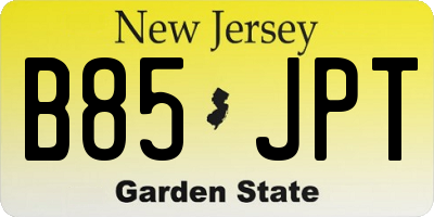 NJ license plate B85JPT