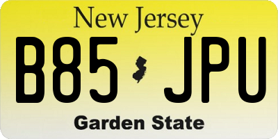 NJ license plate B85JPU