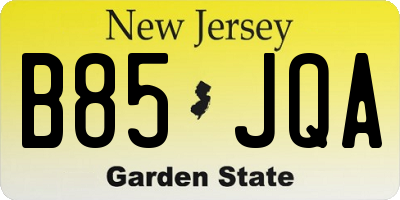NJ license plate B85JQA