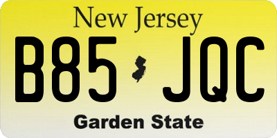 NJ license plate B85JQC