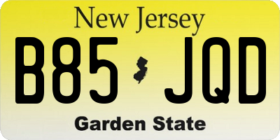 NJ license plate B85JQD