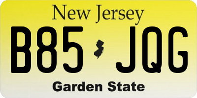NJ license plate B85JQG