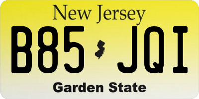 NJ license plate B85JQI