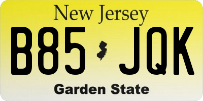 NJ license plate B85JQK