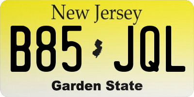 NJ license plate B85JQL