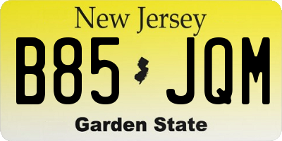 NJ license plate B85JQM