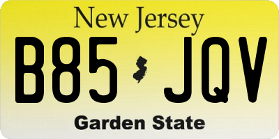 NJ license plate B85JQV