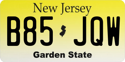 NJ license plate B85JQW