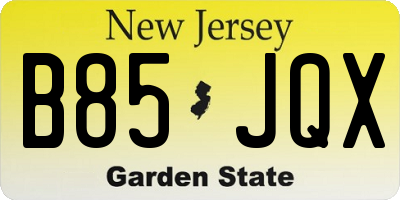 NJ license plate B85JQX