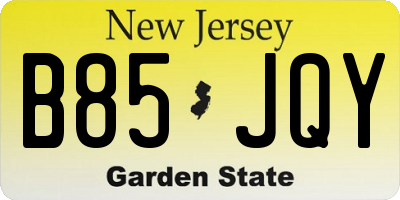 NJ license plate B85JQY