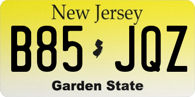 NJ license plate B85JQZ