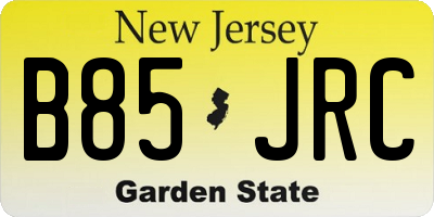 NJ license plate B85JRC