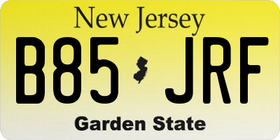 NJ license plate B85JRF