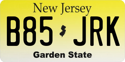 NJ license plate B85JRK