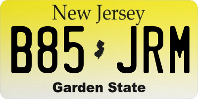 NJ license plate B85JRM