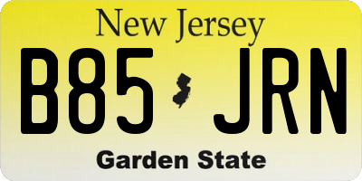 NJ license plate B85JRN