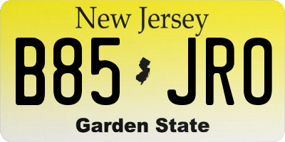NJ license plate B85JRO