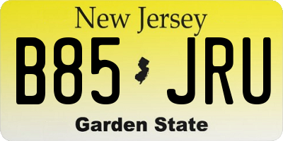 NJ license plate B85JRU