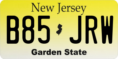 NJ license plate B85JRW