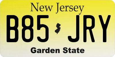NJ license plate B85JRY