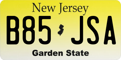 NJ license plate B85JSA