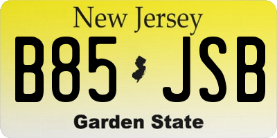 NJ license plate B85JSB